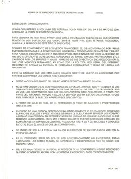 
Situación de Crisis y Conflicto Laboral en Grupo Bufete Industrial (GBI).


