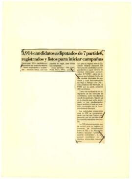 
3, 914 candidatos adiputados de 7 partidos, registrados y listos para iniciar campañas.


