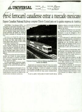 
Preveé ferrocarril canadiense entrar a mercado mexicano.


