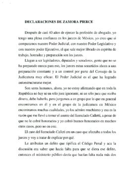 
Declaraciones de Zamora Pierce.


