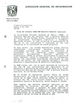 
Firma de convenio UNAM-IMP-Battelle Memorial Institute.


