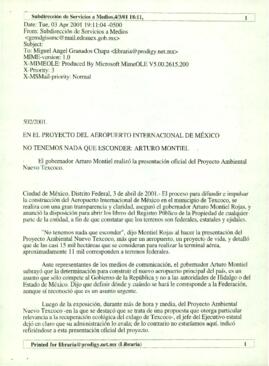 
En el proyecto del Aeropuerto Internacional de México no tenemos nada que esconder : Arturo Montiel.


