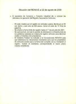 
Situación del RENAVE al 22 de agosto de 2000.


