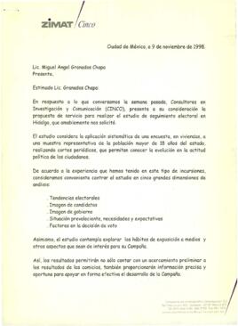 
Propuesta de servicio para real izar el estudio de seguimiento electoral en. Hidalgo.


