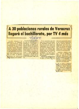 
A 30 poblaciones rurales de Veracruz llegará el bachillerato, por TV 4 más.



