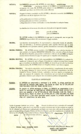 
Contrato de cesión de derechos por la obra ´100 años de historia del Estado de Hidalgo´.


