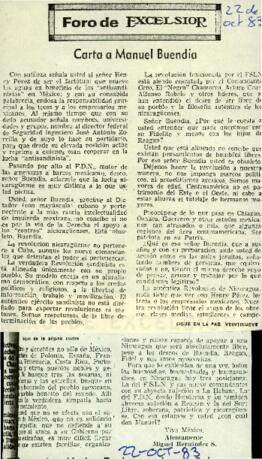 
Carta a Manuel Buendía.


