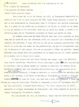 
El intento de Echeverría. La posición de Reyes Heroles.



