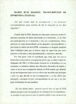 
Mario Ruíz Massieu. Trascripción de entrevista (textual).


