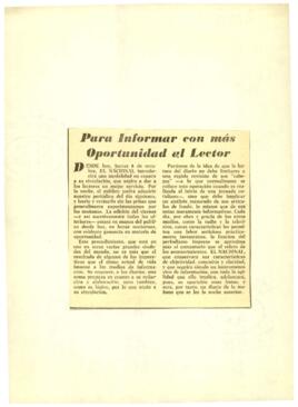 
Para Informar con más. Oportunidad al Lector.


