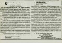 
Ante las pretensiones de reformar la Ley Federal del Trabajo.


