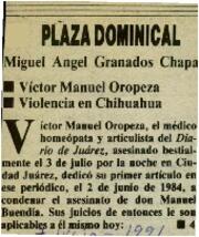 
Víctor Manuel Oropeza. Violencia en Chihuahua.


