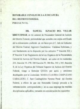 
Honorable consejo de la Judicatura del DF.


