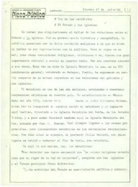 
Voz de los metodistas. El Estado y las iglesias.


