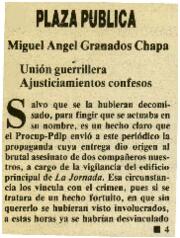 
Unión guerrillera. Ajusticiamientos confesos.



