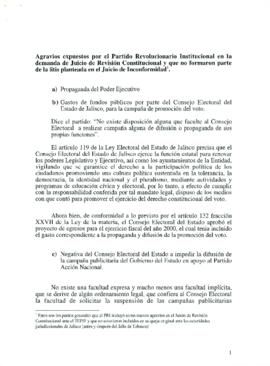 Agravios expuestos por el Partido Revolucionario Institucional en la demanda de Juicio de Revisión Constitucional y que no formaron parte de la litis planteada en el Juicio de Inconformidad