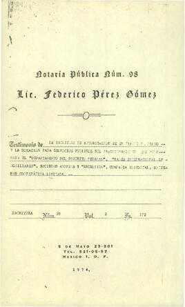 
Testimonio de la escritura de la autorización de un fraccionamiento, notaria 8.


