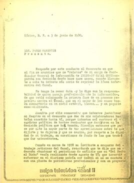 
Carta a Pablo F. Marentes.


