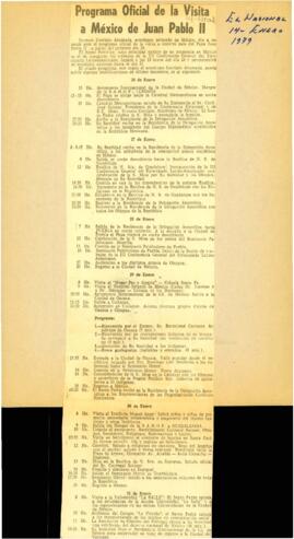 
Programa Oficial de la Visita a México de Juan Pablo II.


