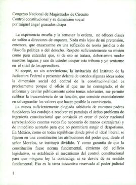 
Congreso Nacional de Magistrados de Circuito Control constitucional y su dimensión social.


