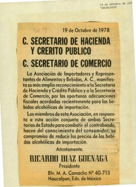 
C. Secretario de Hacienda y Crerito Público. C. Secretario de Comercio.


