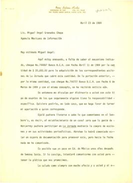 
Escrito a Miguel Ángel Granados Chapa.


