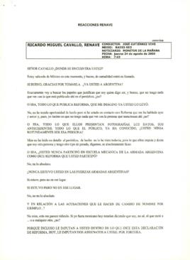 
Entrevista.
Reacciones RENAVE.


