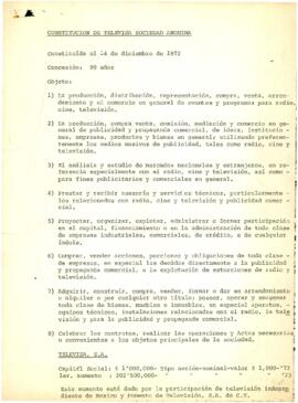 
Constitución de Televisa Sociedad Anonima.


