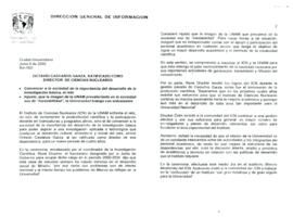 
Octavio Castaños Garza, ratificado como Director de Ciencias Nucleares.


