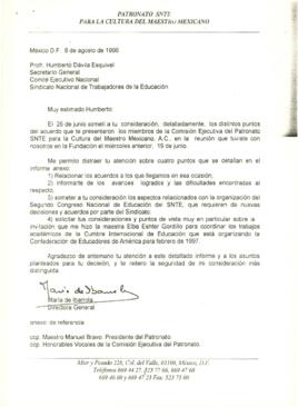 
Informe sobre los Acuerdos, Avances y Desafíos del Patronato SNTE para la Cultura del Maestro Mexicano y la Organización del Congreso Nacional de Educación.


