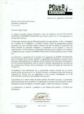 
Oficio del material informativo sobre los resolutivos del III Encuentro Nacional del Poder Ciudadano.


