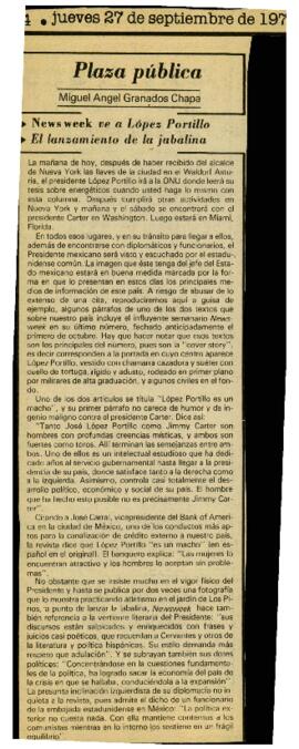 
News week ve a López Portillo. El lanzamiento de la jabalina. Intenciones con los hidrocarburos.


