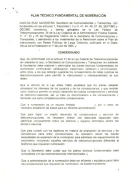 
Plan tecnico fundamental de numeración.


