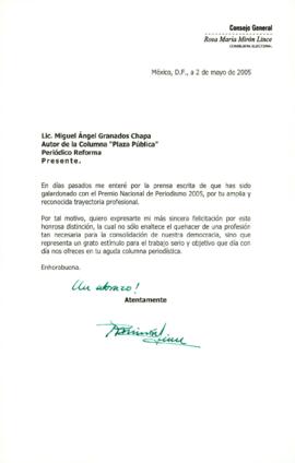 
Lic. Miguel Ángel Granados Chapa autor de la columna ´Plaza Pública´, Periódico Reforma.


