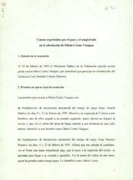 
Causas esgrimidas por el juez y el magistrado en la absolución de Othón Cortés Vázquez.



