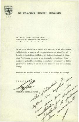 
Sr. Miguel Ángel Granados Chapa Director del periodico La Jornada.


