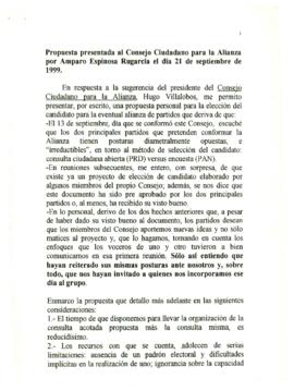 
Propuesta para la elección del candidato para la alianza de partidos (según fecha y contexto del documento).



