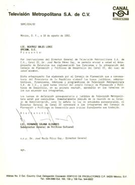 
Carta por la que se envia el Anteproyecto de Estatutos.



