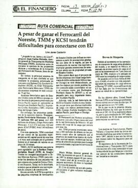 
A pesar de ganar el Ferrocarril del Noreste, TMM y KCSI tendrán dificultades para conectarse con EU.


