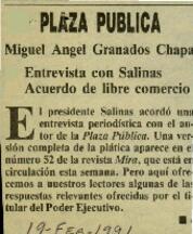 
Entrevista con Salinas. Acuerdo de libre comercio.


