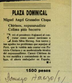 
Chirinos, nopasanadista. Colima pide Socorro.



