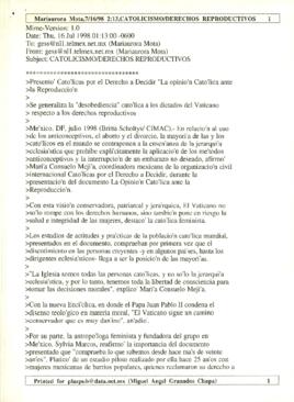 
La Disidencia de los Católicos ante la Doctrina Reproductiva del Vaticano.


