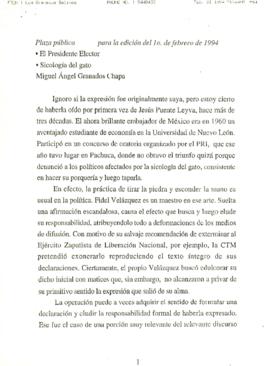 
El Presidente Elector. Sicología del gato.


