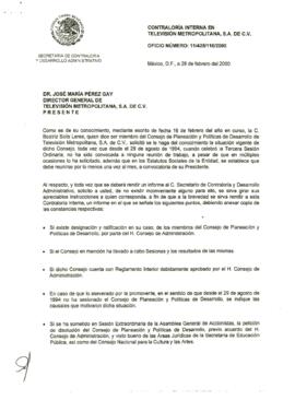 
Contraloría Interna en Televisión Metropolitana.


