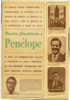 
Al debate entre federalismo y centralismo, el proceso de la marcha de México lo definió ya, con ventaja para el sistema de la federación a pesar de todo nuestra constitución y Penélope el srio. de gobernación volvió a plantear el tema ; mientras, la CTM pretende centralizar aún más nuestra justicia laboral.


