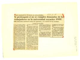 
Para Nacional de 24 horas en Universidades.
Se prolongará si no se cumplen demandas de los Trabajadores de la Universidad Nayarita : FSTU.


