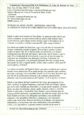 
Mensaje de Monseñor.



