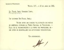 
Muy estimado don Miguel :.


