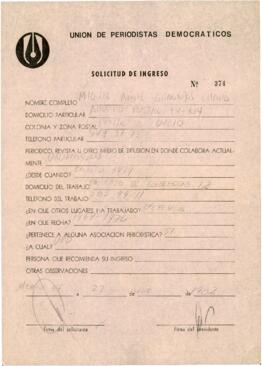 
Solicitud de ingreso.


