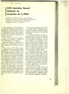 
XLVII Asamblea General Ordinaria de. Accionistas de la PIPSA.


